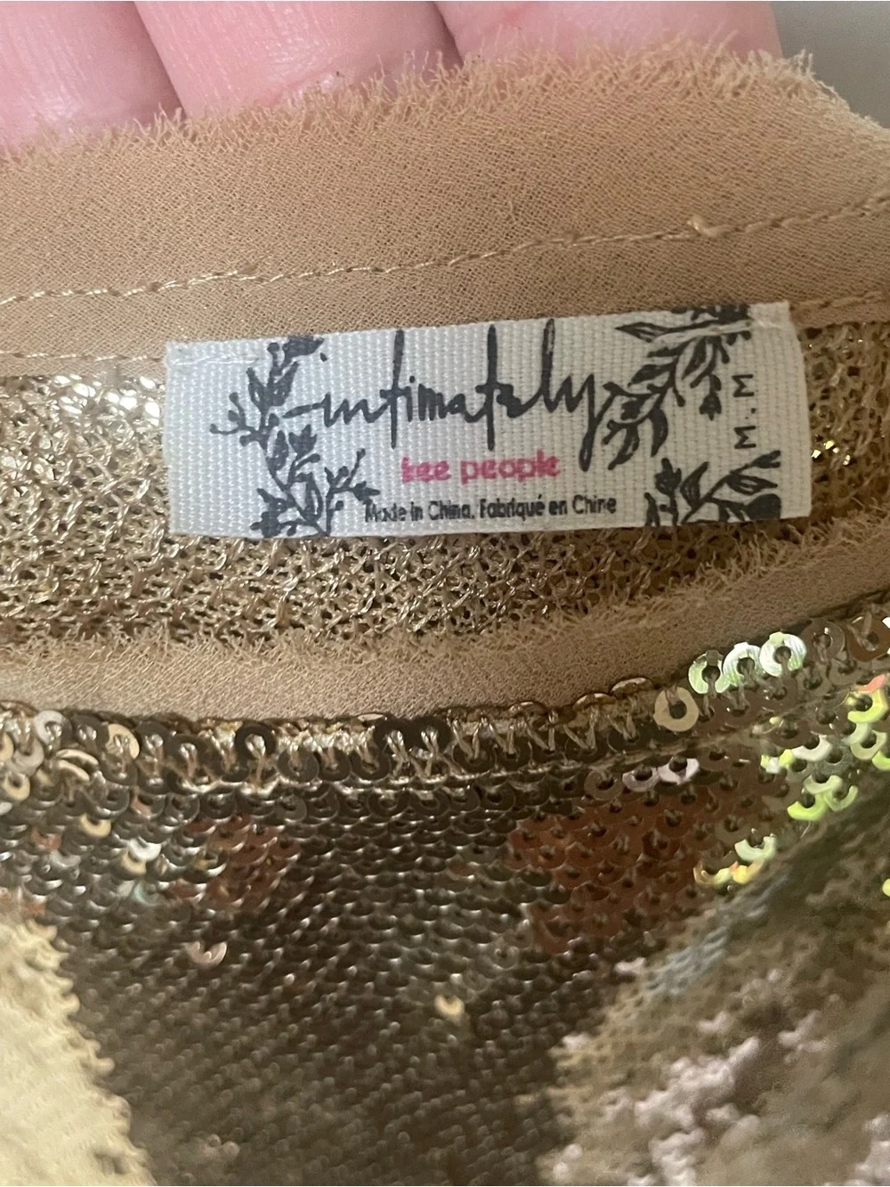 Free People Intimately Dress Medium Mini Sequin Party Cocktail Gold Straps - Picture 10 of 10